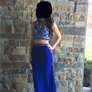 Sherri Hill Royal Blue Satin Gown